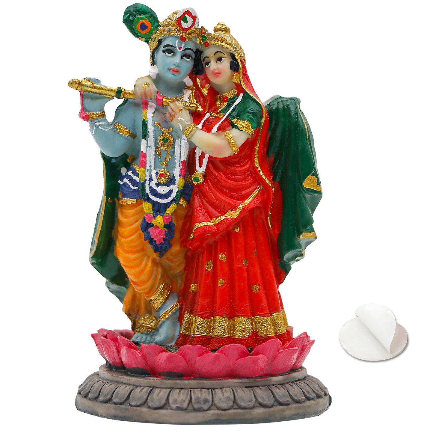 alikiki India Idol Radha Krishna Figurine - 3.9”H Hindu Murti God Krishna Radha Statue for Car Dashboard Decor Home Office Temple Mandir Altar Shrine Pooja Decor Diwali Spiritual Gifts