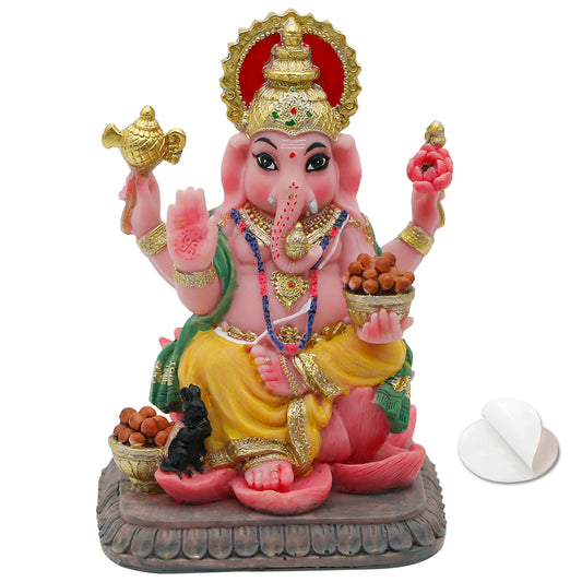 alikiki Indian God Lord Ganesha Statue - 4.1”H Multicolor Hindu idol Ganesh for Car Dashboard Decor India Murit Home Office Mandir Temple Altar Pooja Item Diwali Puja Gifts