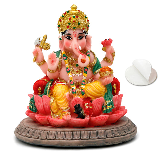 Indian Gifts Lord Ganesha Statue - 3.6" H Hindu Idol Ganesha for Car Dashboard Ganpati Diwali Gift for Indian Man Women Altar Yoga Studio Meditation Office Home Temple Mandir Puja Item