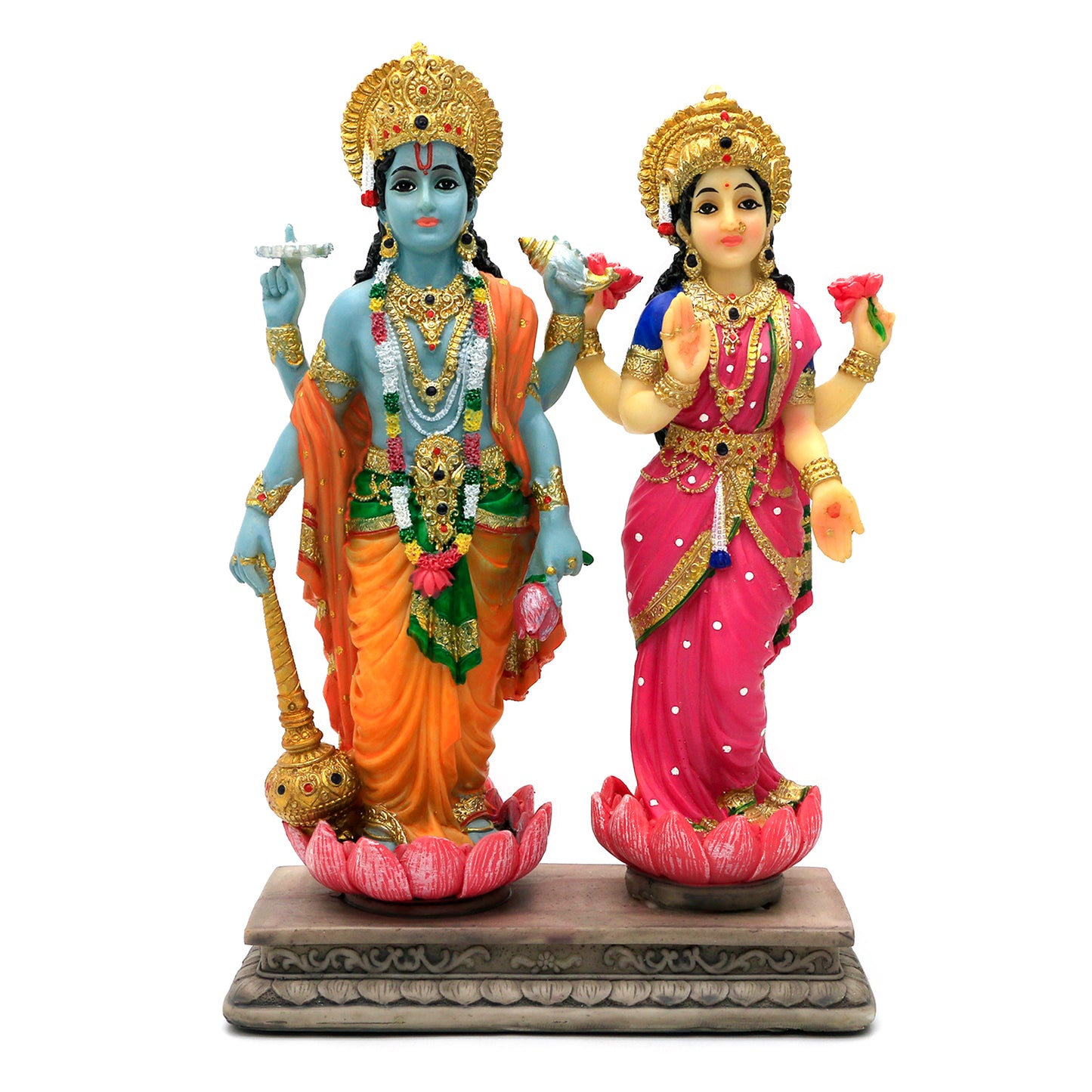 Hindu God Lakshmi Narayan Statue - 8.8” H Laxmi Narayan Sculpture Indian Diwali Pooja Item Murti Gifts for Indian Couple Friends Family Diwali Gifts Home Office Mandir Temple Puja Decor