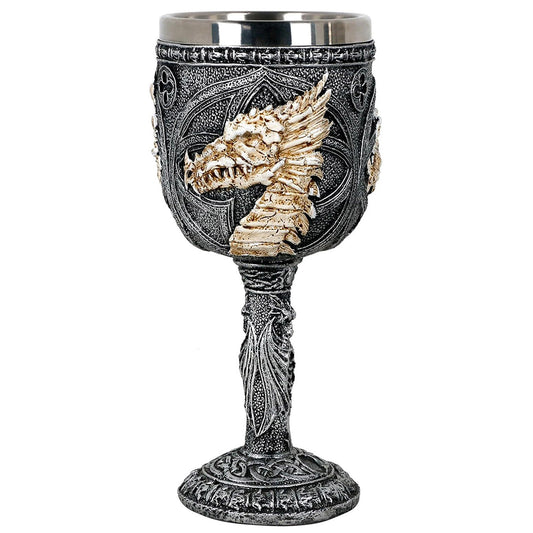 alikiki Medieval Skull GOT Dragon-Goblet - 7oz D&D Wine Goblets Chalices Dungeons and Dragons Gift Gothic Party Decor Father Day Birthday Stainless Steel Drinking Cups