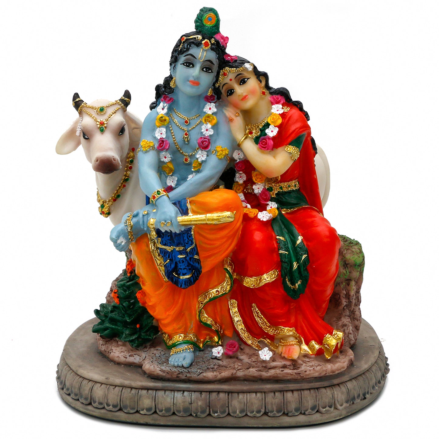 Hindu God Radha Krishna Statue - 6.6" H Indian Idol Valentine Wedding Gift for Indians Puja Item Pooja Diwali Gifts Home Office Altar Temple Mandir Yoga Studio Spiritual Decor