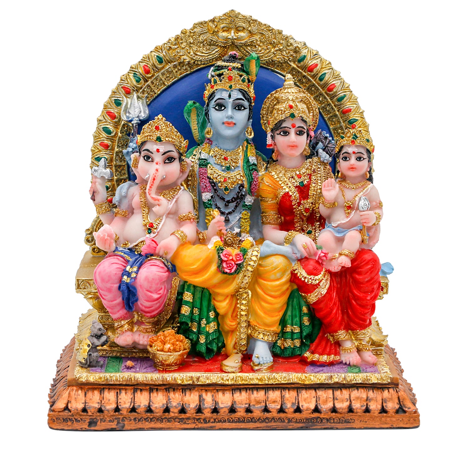 alikiki Full Shiva Family Statue - 5.1Inch Murti Shiva Family Diwali Gift Pooja Item Puja Gifts for Indian Friends Man Woman Family Home Temple Office Mandir Altar Shine Yoga Studio Meditation Room