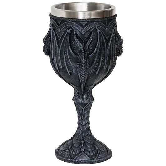 alikiki Medieval Gothic Dragon Wine Goblet - Dungeons And Dragons Chalice Cup - 7oz Stainless Steel Cup Drinking Vessel Ideal Novelty Celtic Gift For Dragon Collector Themed Party Decoration