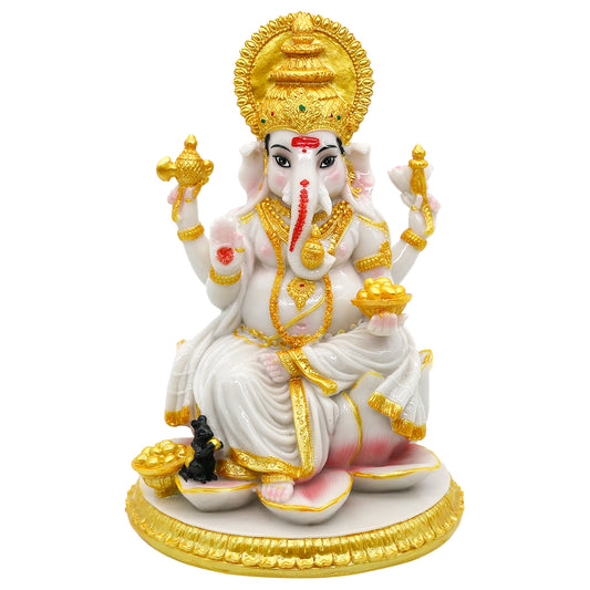 alikiki Hindu God Ganesh Chaturthi Figurine - 8.4”H Indian Idol Ganesha Statue Ganpati Elephant Hindu God Pooja Item Diwali Home Office Meditation Room Temple Mandir Altar Shrine Puja Decor