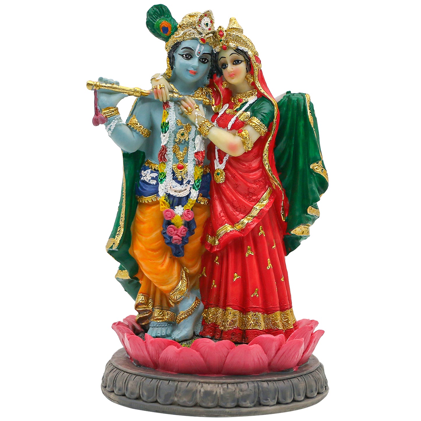 alikiki Indian God Radha Krishna Statue - 5.7”H Hindu Goddess Radha and God Krishna Sculptur India Murti Item Home Office Temple Mandir Shrine Altar Pooja Item