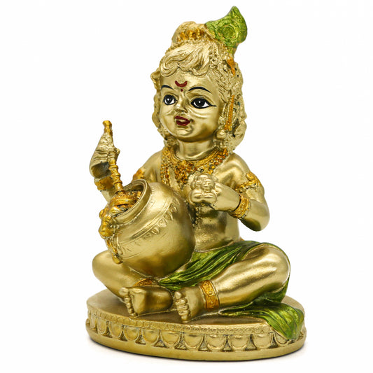 Hindu God Baby Krishna Statue - Indian Small Krishna Idol Figurine Home Office Mandir Temple Pooja Item India Murti Buddha Religious Gifts Lord Krishna Sculpture