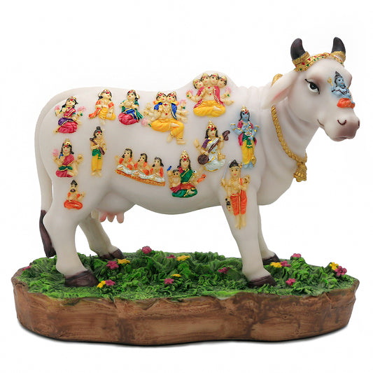 Indian God Cow Nandi Statue- 8.7”L Indian Idol Nandi Figurines Gifts for Indian Man Woman Friends Family Diwali gifts Murti Pooja Item Home Office Mandir Temple Puja Decor