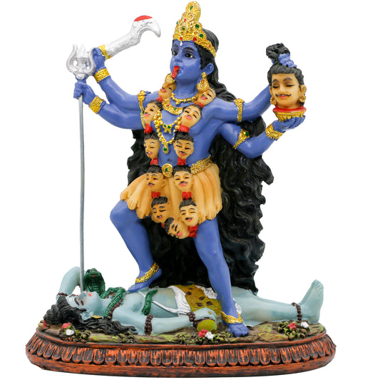 alikiki Hindu God Kali Ma Statue - India God Kali Bhavatarini Destroyer Idol Hindu God of Time and Death Figurine Murti Diwali Pooja Gifts Home Office Temple Mandir Altar Puja Item