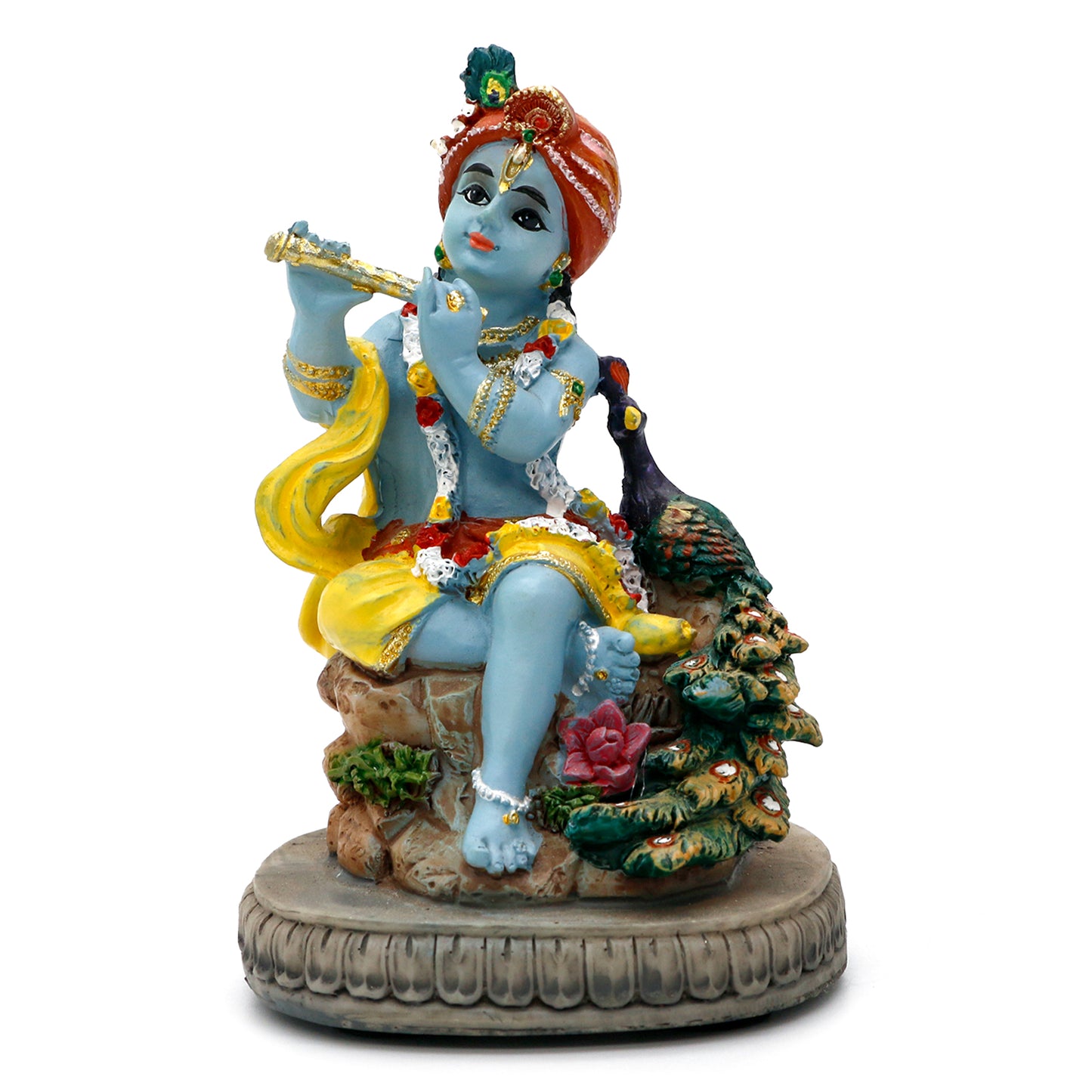 Hindu God Lord Krishna Statue – 4.3" H Indian Idol Krishna Sculpture India Wedding Baby Shower Return Gifts Diwali Gifts Home Office Mandir Temple Puja Gifts Murti Pooja Item