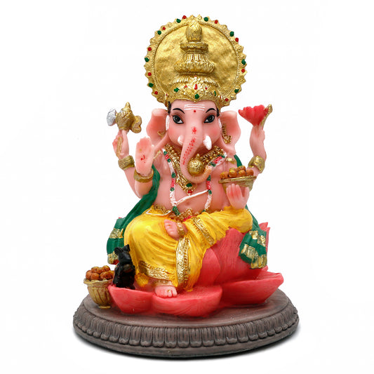 alikiki Ganesha Statue Indian gifts Item - 6.8" Hindu God Lord Ganesh Ganpati Idol for Indian Home Office Altar Mandir India Temple Pooja Item Meditation Yoga Room Spiritual Decor Diwali Puja Gifts