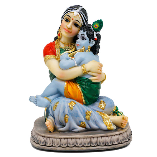 Maa Yashoda Krishna Murti Statue - 5.7” Hindu God Lord Krishna Idol Gift for Devotee of Indian Pooja Item Birthday Diwali Gifts for Friend Family Office Home Temple Mandir Puja Decor