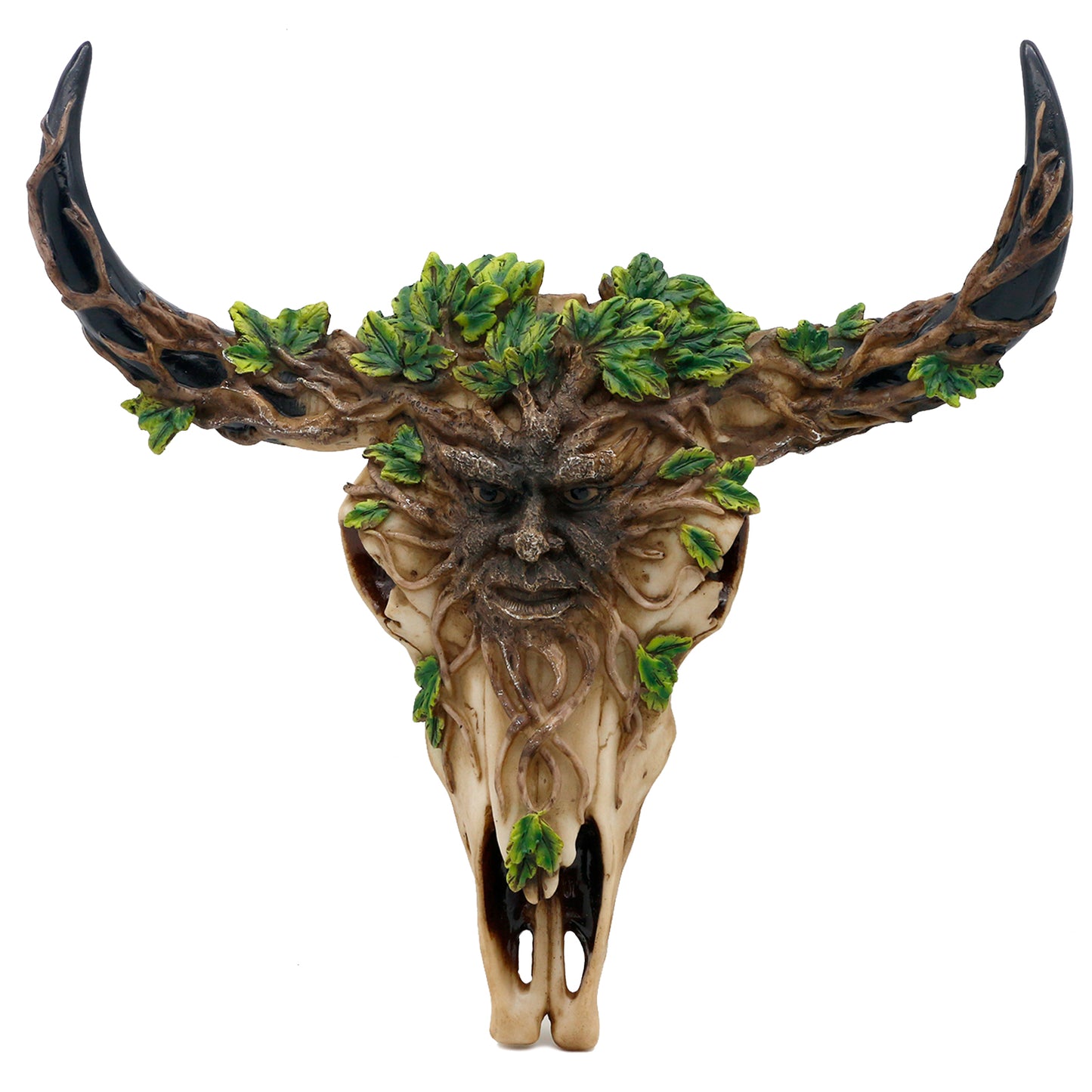 alikiki Longhorn Cow Skull Wall Decor - 10.4inch Long Bull Horns Bison Steer Skull Wall Hanging Home Decor Faux Animal Head Skull Wall Mount Western Boho Room Wall Art