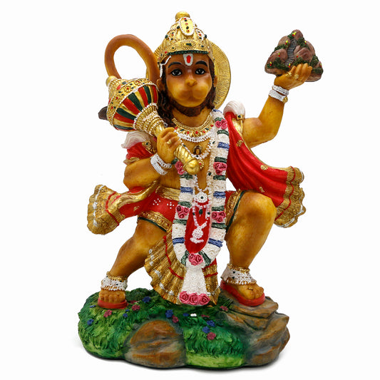 Hindu God Flying Hanuman Statue - 9.2”H Jayanti Murti Pooja Diwali Gift for Indian Friend Family Altar Puja Item Home Office Temple Mandir Shrine Yoga Meditation Spiritual Decoration diwali gifts diwali gifts indian