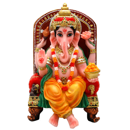 Polystone Hindu God Ganesha Statue - 7.8" H Lord Ganesh Idol for Diwali Gifts Ganpati Altar Temple Mandir Pooja Item Indian Murti Puja Item Meditation Room Spiritual Decor