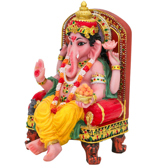 alikiki Hindu God Ganesha Statue Figurine - Indian Idol Sitting Lord Ganesh Statue India Murti Item Ganpati Home Office Temple Mandir Altar Pooja Gifts Diwali Puja Gifts