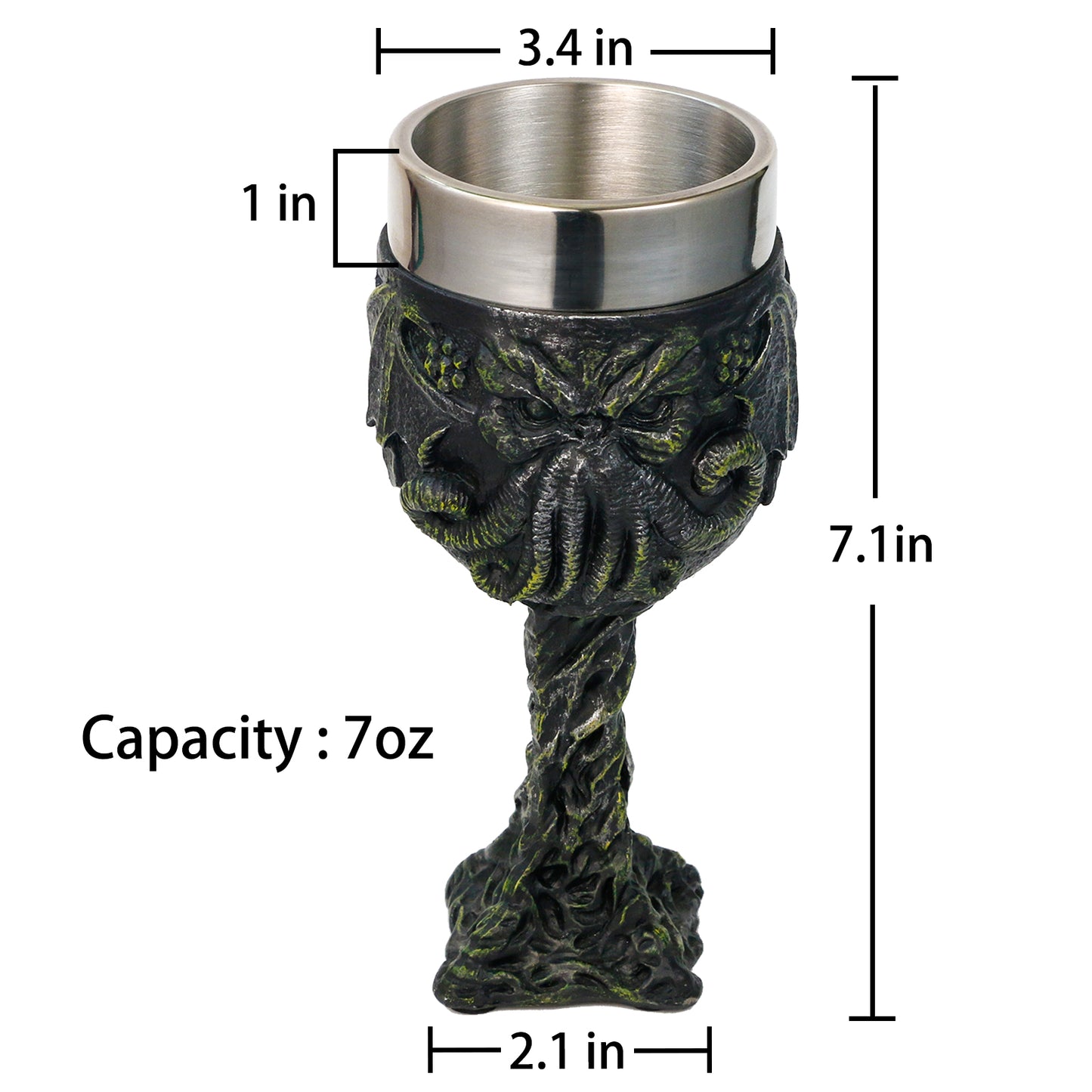 alikiki Cthulhu Stainless Steel Wine Goblet - 7oz Cthulhu Merchandise Octopus Sea Monster Chalice Drinking Cup D&D Gaming Party Halloween Decorations Birthday Gifts for Men Boy