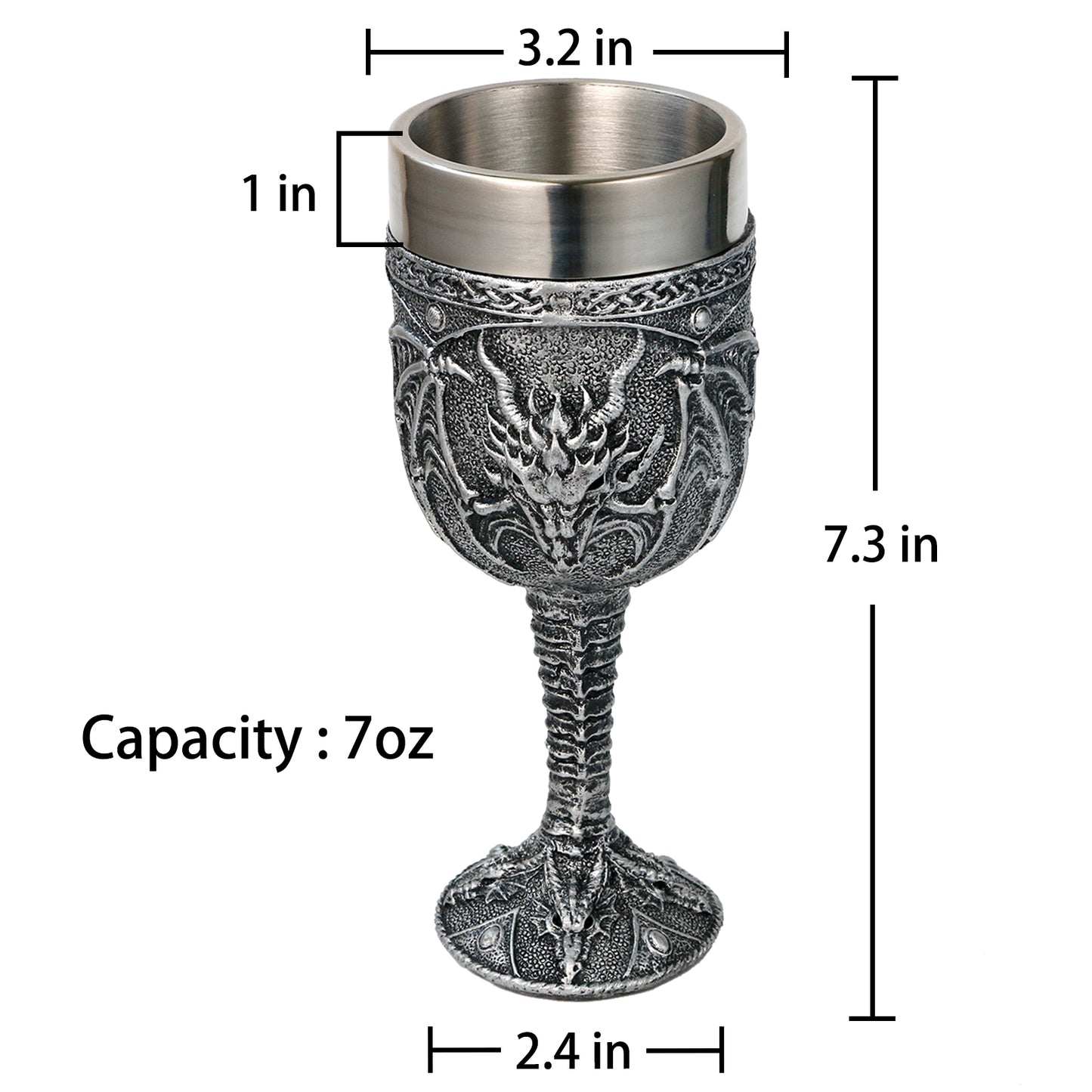 alikiki Medieval Roaring Dragon Wine Goblet - 7oz Dungeons and Dragons Goblet Fantasy Dragon Chalice Cup Ideal Novelty Gothic Father Day Gift Party Idea Drinking Cup