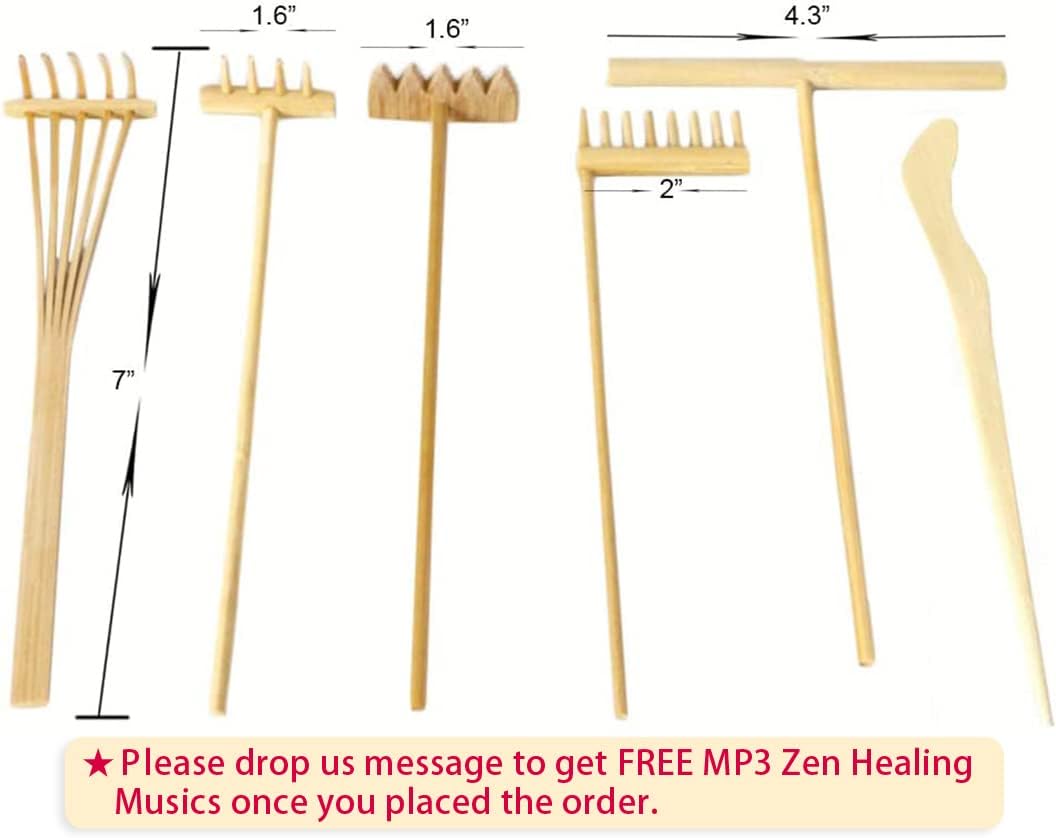 BangBangDa Mini Zen Garden Accessories - Tabletop Zen Garden Tools - Zen Garden Kit Rakes and Zen Stamp for Office Mini Zen Garden Set of 12