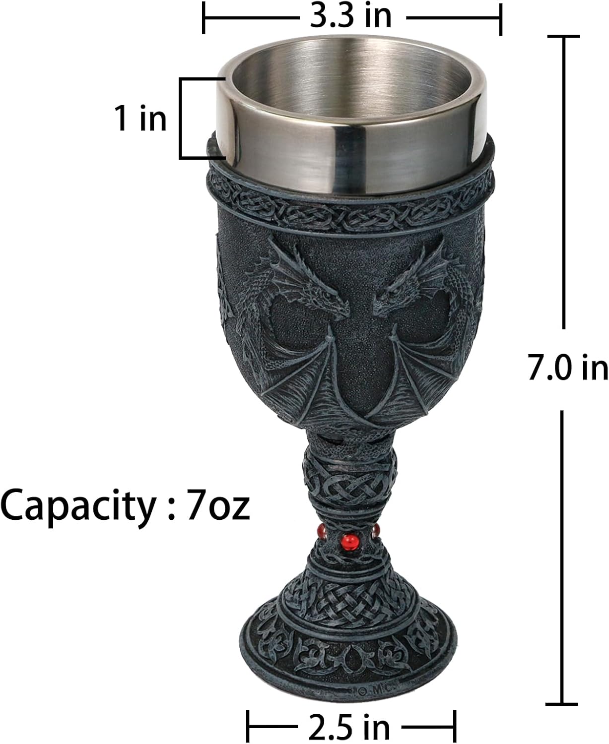 alikiki Medieval Dark-Night Dragon Goblet - Dungeons and Dragons Gifts Game Ideas of Thrones Merchandise 7oz Stainless Steel Drinking cup Gothic GOT Dragon D&D Chalice Party Decor Collectible