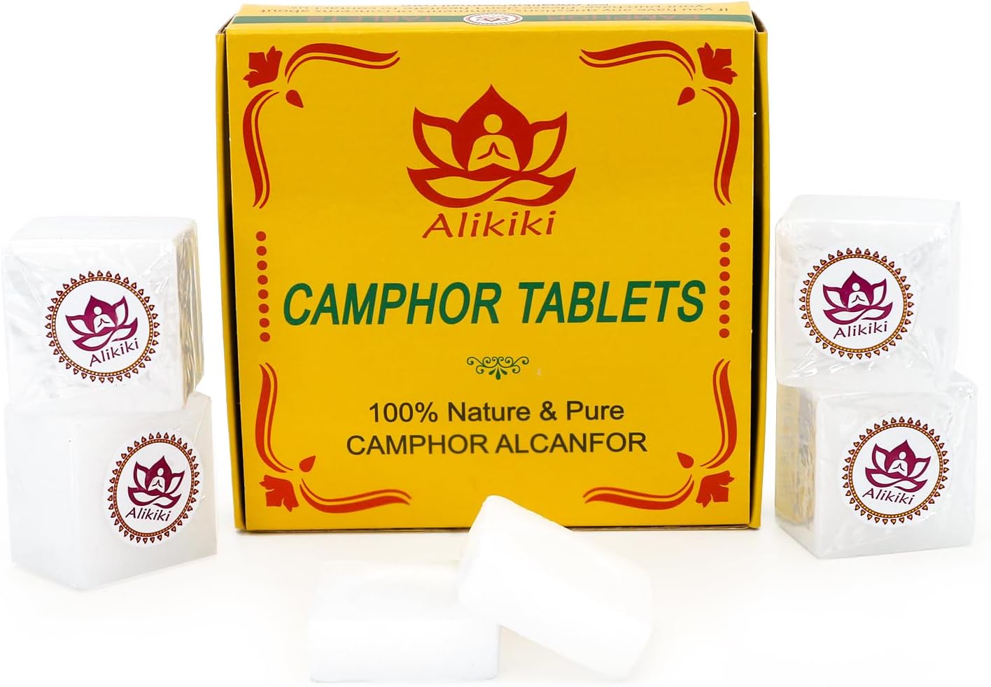 Pure Camphor Blocks for Pooja - 5OZ Indian Natural Camphor Blocks – Refined Pure Camphor Cubes for Puja Alcanfor Tablets Religious Purpose Kapoor Puja Ritual Staff – 18 Tablets (140G)