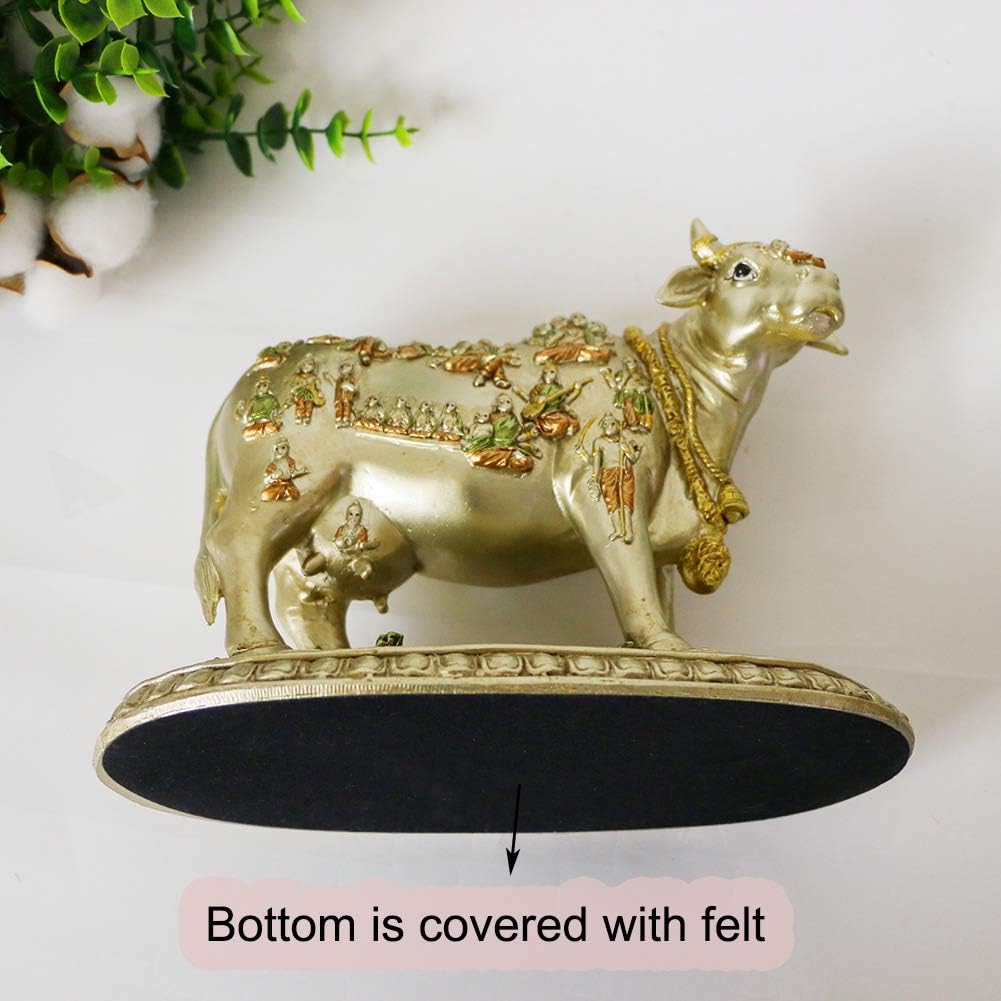 Hindu God Nandi Statue - Hinduism Sacred Cow Figurine for Home Mandir Puja Item Temple Pooja Statue Diwali Gifts for Indian Friends Man Woman