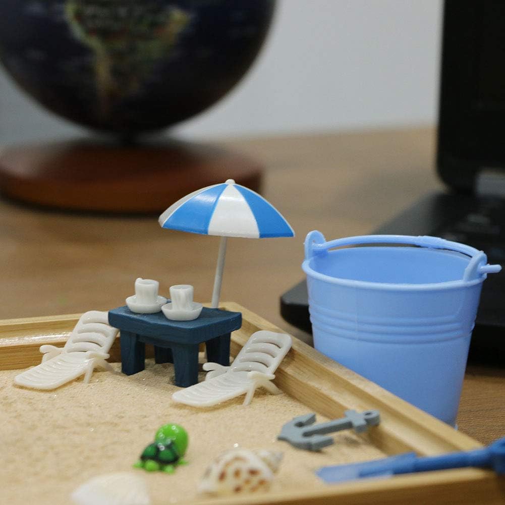 Desktop Miniature Beach Zen Garden - Mini Home Office Tabletop Sandbox Bamboo Rakes Stamps Tray Tool Accessories Kit Meditation Relaxation Decor - Stress Relief Therapy Gifts Kids Adult Father Mother