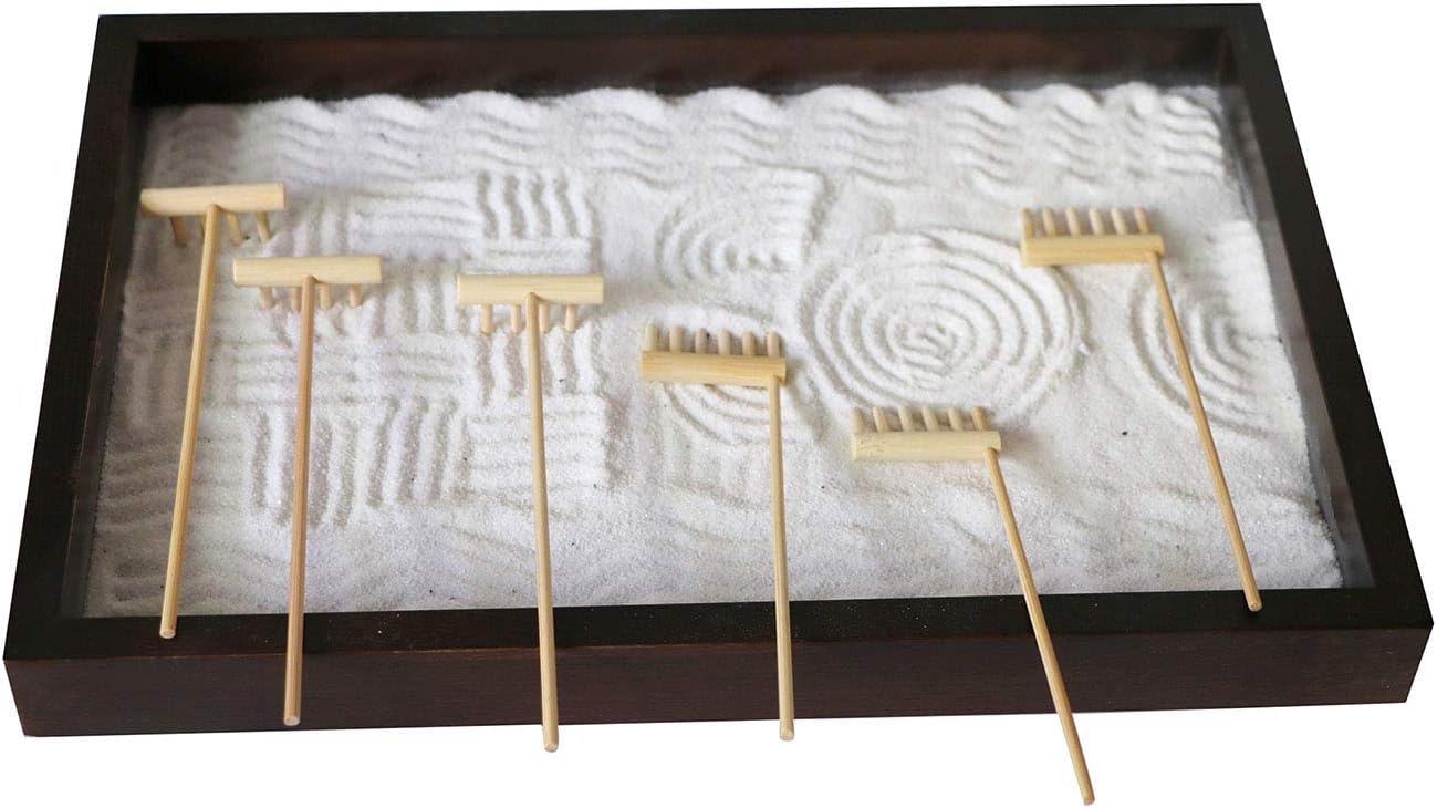 Mini Zen Garden Rake Kits - Japanese Tabletop Rock Sand Garden Tools Accessories Desktop Meditation Zen Decor Zen Gifts Office Relaxation Adult Toy Man Women Unique Stress Relief Birthday Gifts