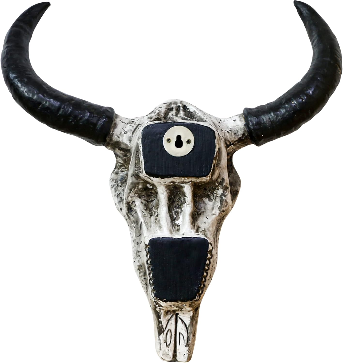 alikiki Western Bull Skull Wall Decoration - Native American 3D Resin Long Horn Faux Cow/Steer/Buffalo Skull Wall Hanging for Home Office Hotel Wall Art Wall Ornament