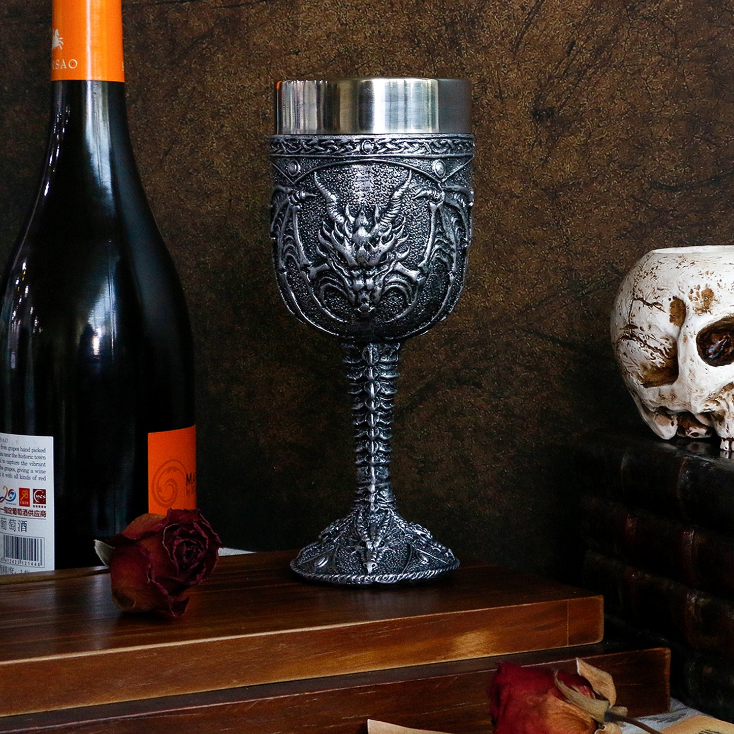 alikiki Medieval Roaring Dragon Wine Goblet - 7oz Dungeons and Dragons Goblet Fantasy Dragon Chalice Cup Ideal Novelty Gothic Father Day Gift Party Idea Drinking Cup