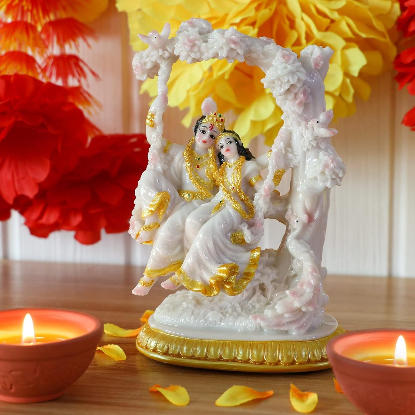 alikiki Indian God Radha Krishna Statue- 6.7”H India Idol Radha Krishna Statue for Indian Wedding Gifts Hindu Gifts for India Couple Murti Home Office Temple Mandir Pooja Decor Puja Item