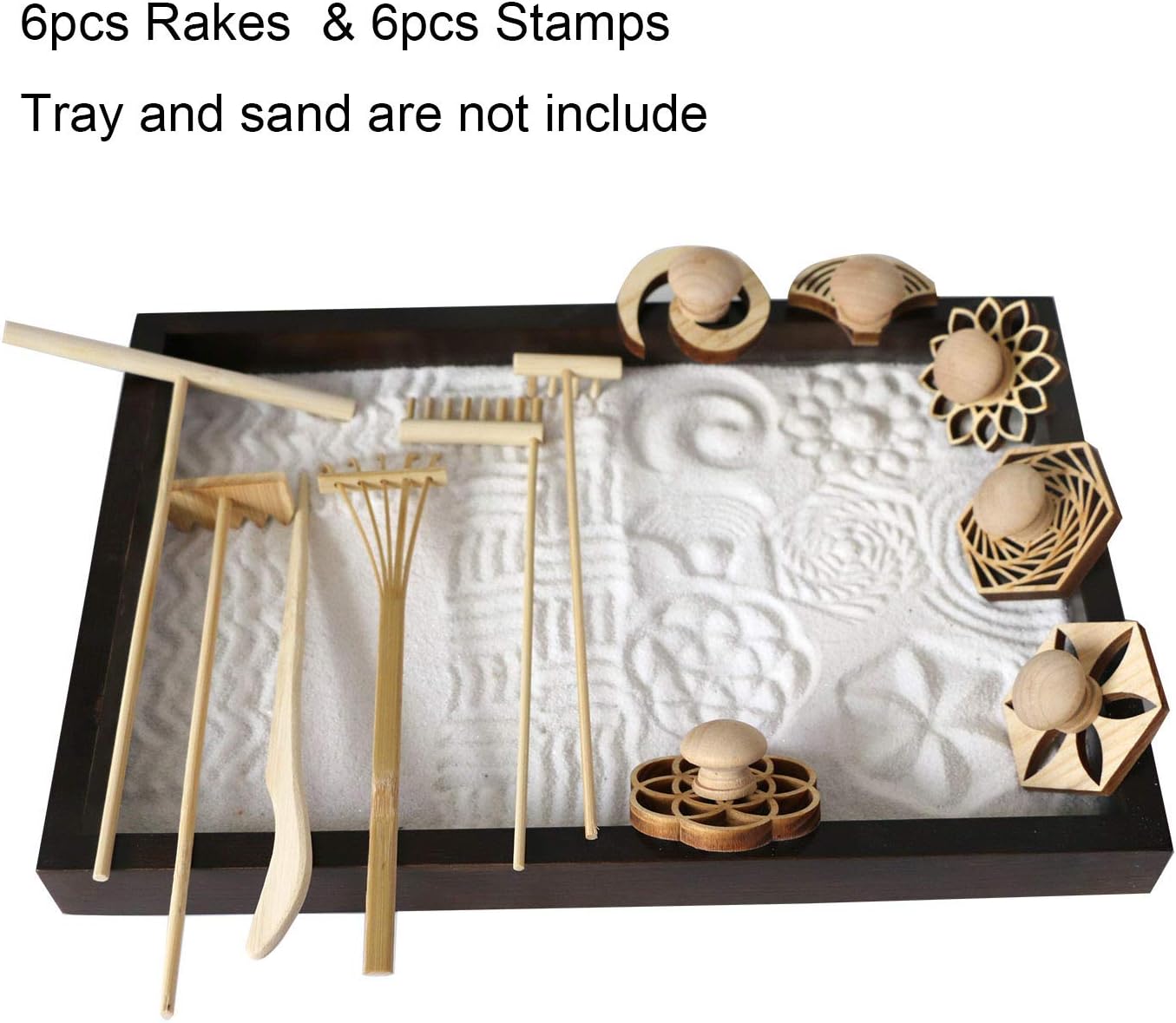 BangBangDa Mini Zen Garden Accessories - Tabletop Zen Garden Tools - Zen Garden Kit Rakes and Zen Stamp for Office Mini Zen Garden Set of 12