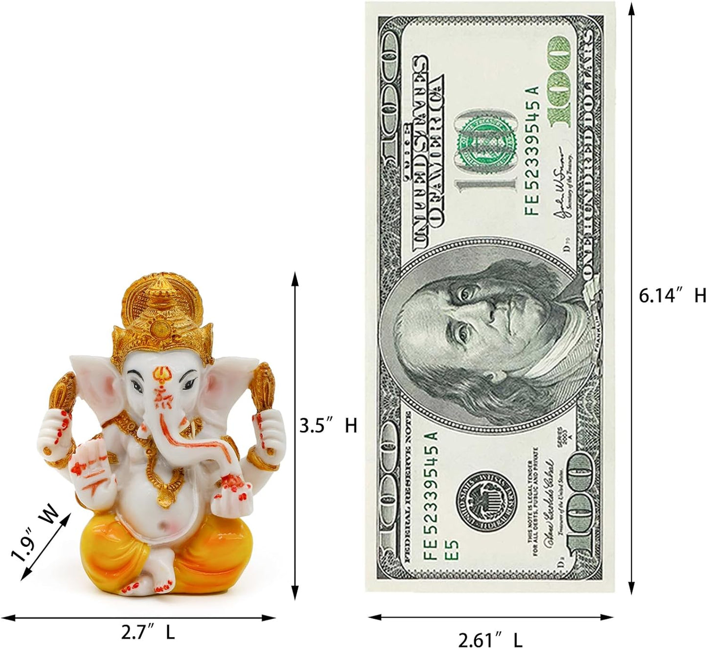 Hindu Lord Ganesha Idol Statue - Indian Diwali Gifts Small Ganesh for Car Dashboard Decor India God Figurine Home Mandir Murti Pooja Yoga Meditation Room Altar Kit Decor Wedding Gift