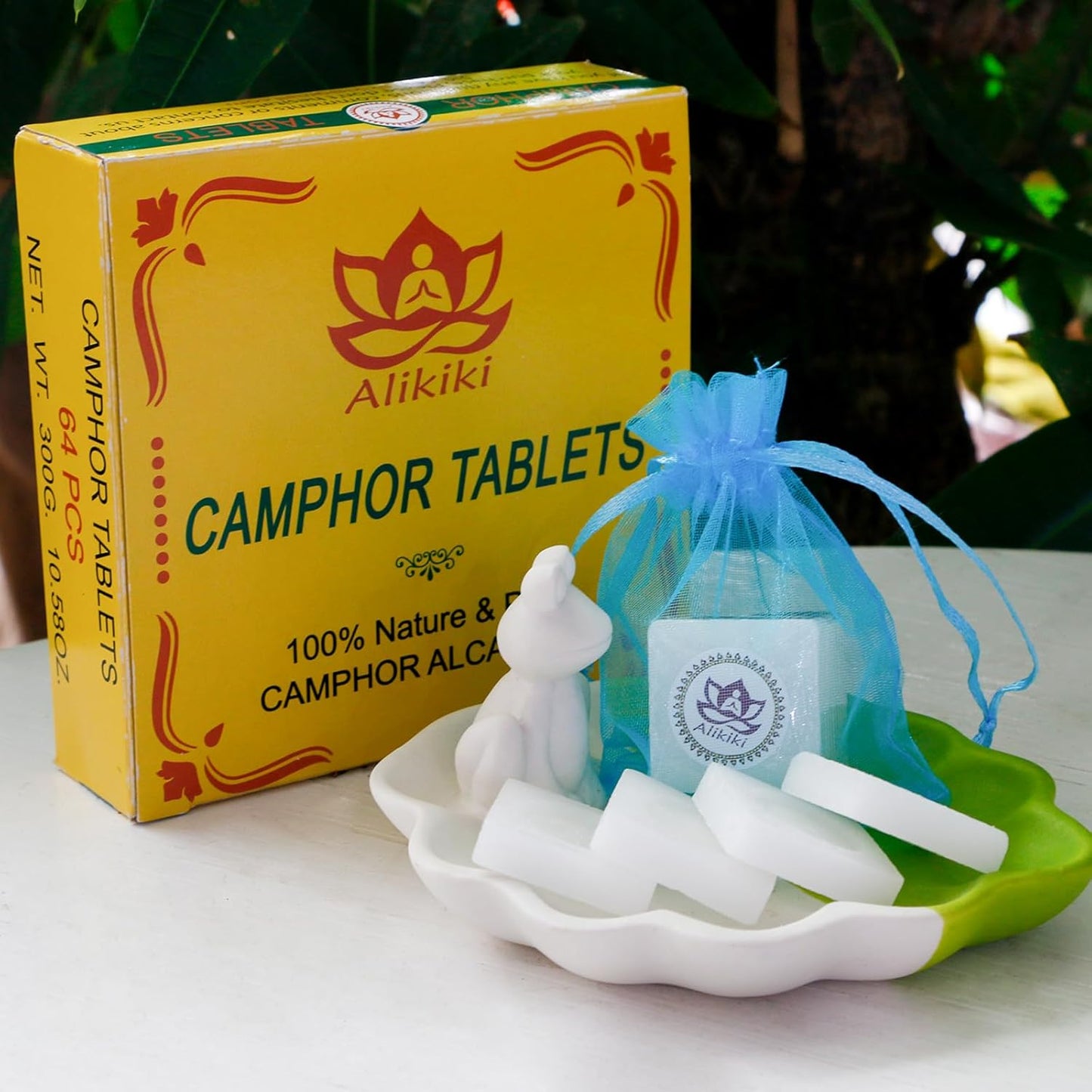 10OZ Natural Camphor Blocks – Refined Pure Camphor Cubes for Indian Pooja Alcanfor Tablets Religious Purpose Kapoor for Pooja Odor Eliminator Incense Ideal Indian Ritual Staff - 64 Tablets (300G)