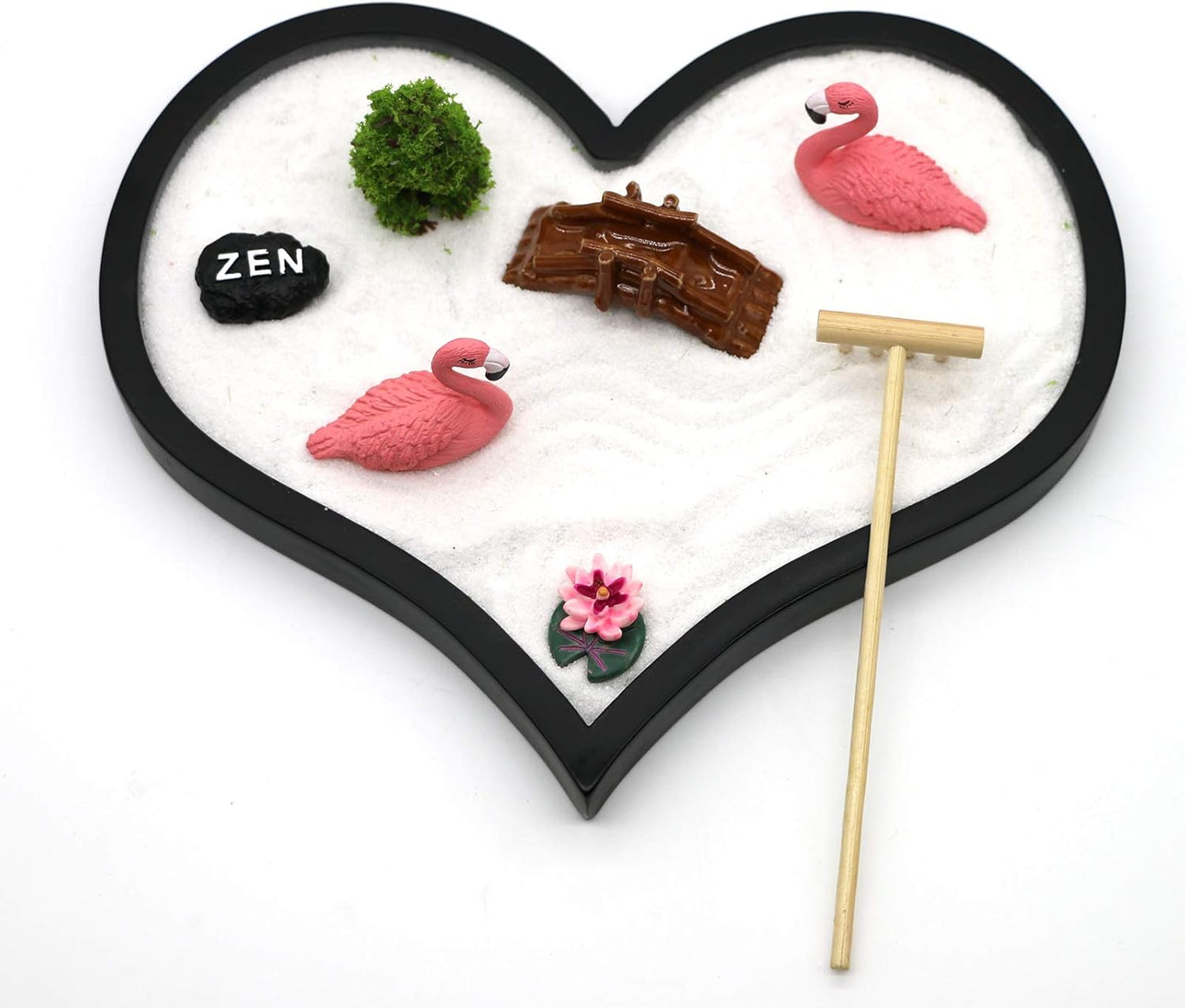 Desktop Mini Zen Garden Kit - Women Valentine's day Gifts Zen Decor Office Japanese Desk Tabletop Meditation Hear Shape Sand Garden Set Tools Rakes Miniature Accessories Unique Stress Relief Gifts