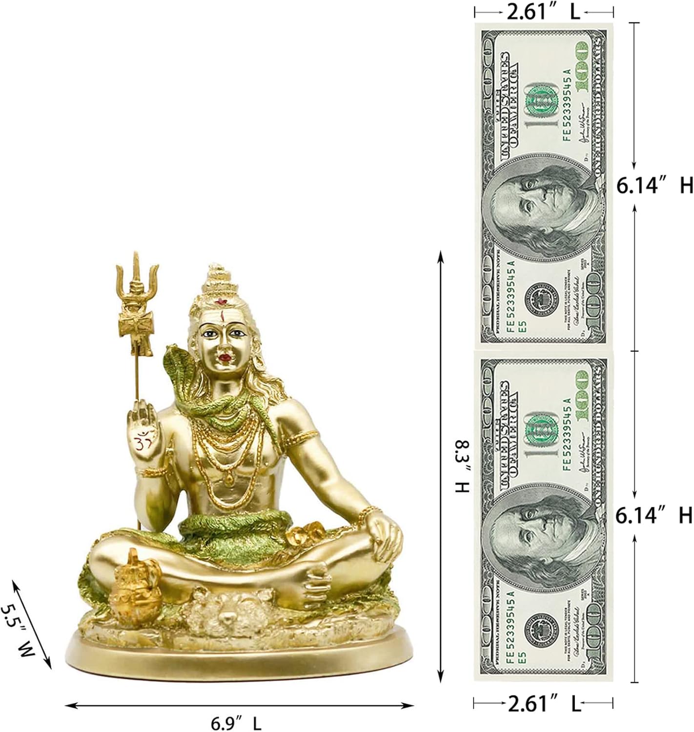 alikiki Hindu God Lord Shiva Statue - Indian Idol Shiva Figurine Murti Home Office Temple Mandir Diwali Pooja Items Yoga Meditation Room Altar Shrine Spiritual Prayer Kit Buddha Decor