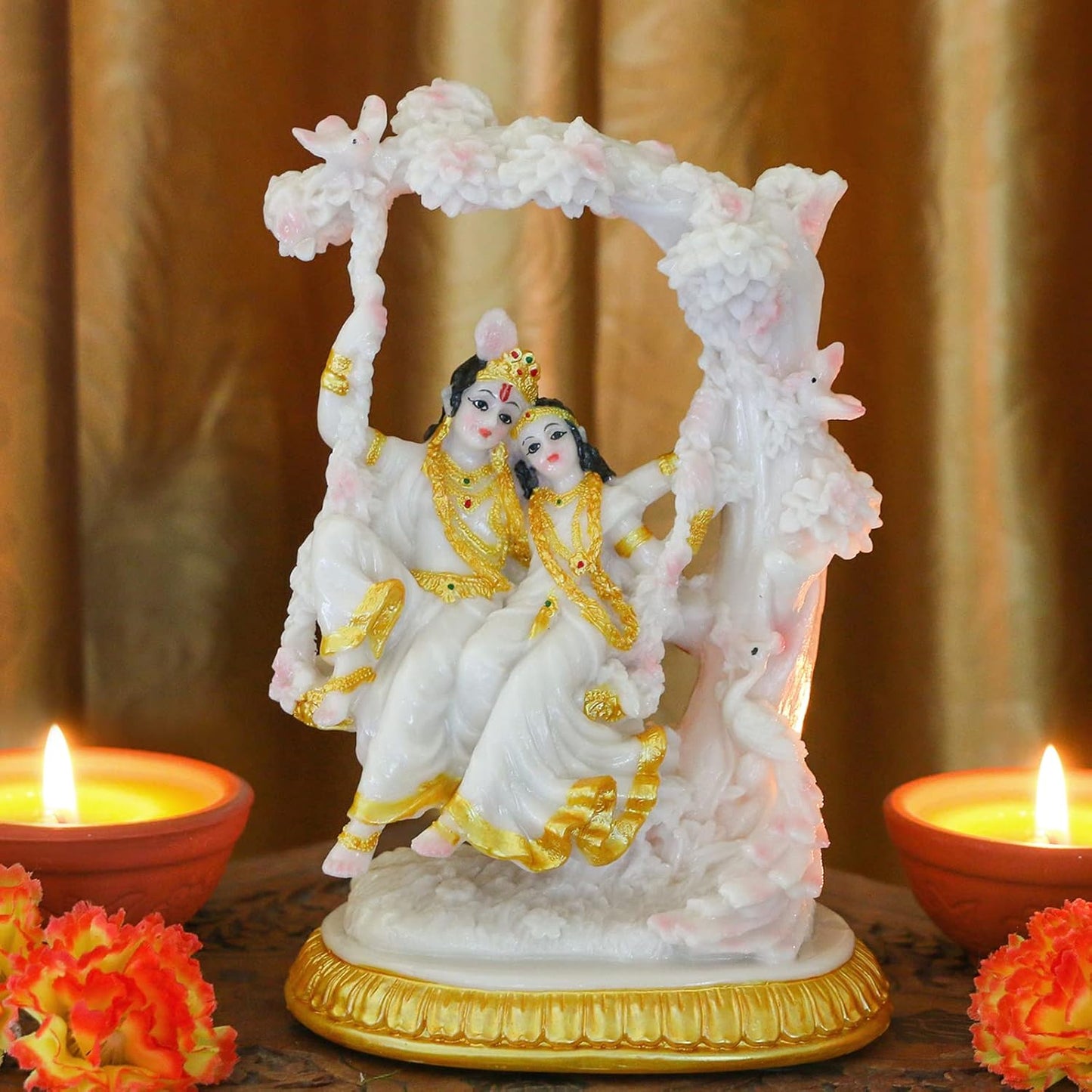 alikiki Indian God Radha Krishna Statue- 6.7”H India Idol Radha Krishna Statue for Indian Wedding Gifts Hindu Gifts for India Couple Murti Home Office Temple Mandir Pooja Decor Puja Item