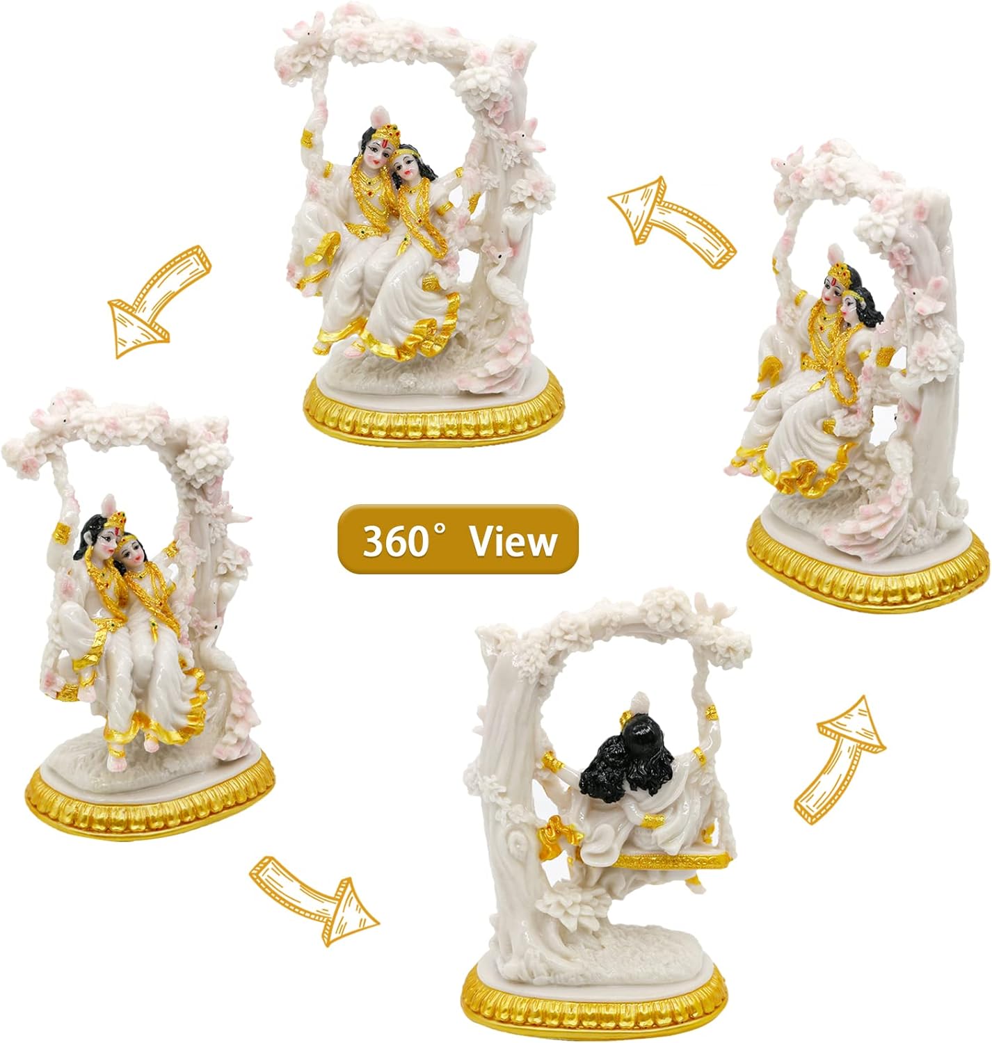 alikiki Indian God Radha Krishna Statue- 6.7”H India Idol Radha Krishna Statue for Indian Wedding Gifts Hindu Gifts for India Couple Murti Home Office Temple Mandir Pooja Decor Puja Item