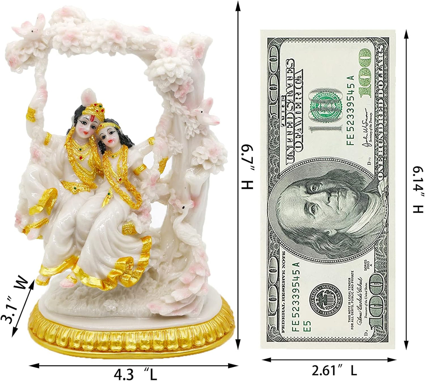 alikiki Indian God Radha Krishna Statue- 6.7”H India Idol Radha Krishna Statue for Indian Wedding Gifts Hindu Gifts for India Couple Murti Home Office Temple Mandir Pooja Decor Puja Item