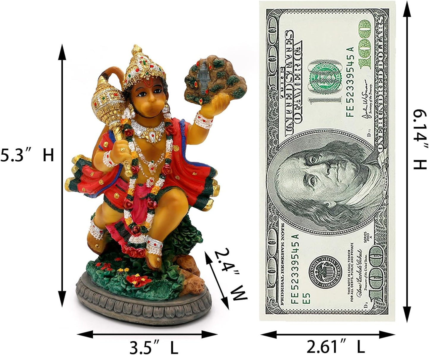 alikiki Hindu God Flying Hanuman Statue - 5.3" H Lord Hanuman Perfect Indian Gift for Diwali,Navratri,Dussehra,Job Interviews, Wedding, Baby Shower Return Gifts Temple Mandir Pooja Item hindu gods hindu god statue