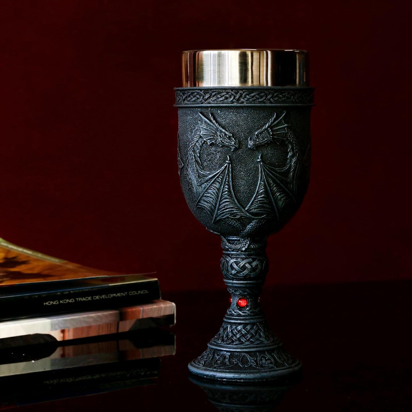 alikiki Medieval Dark-Night Dragon Goblet - Dungeons and Dragons Gifts Game Ideas of Thrones Merchandise 7oz Stainless Steel Drinking cup Gothic GOT Dragon D&D Chalice Party Decor Collectible