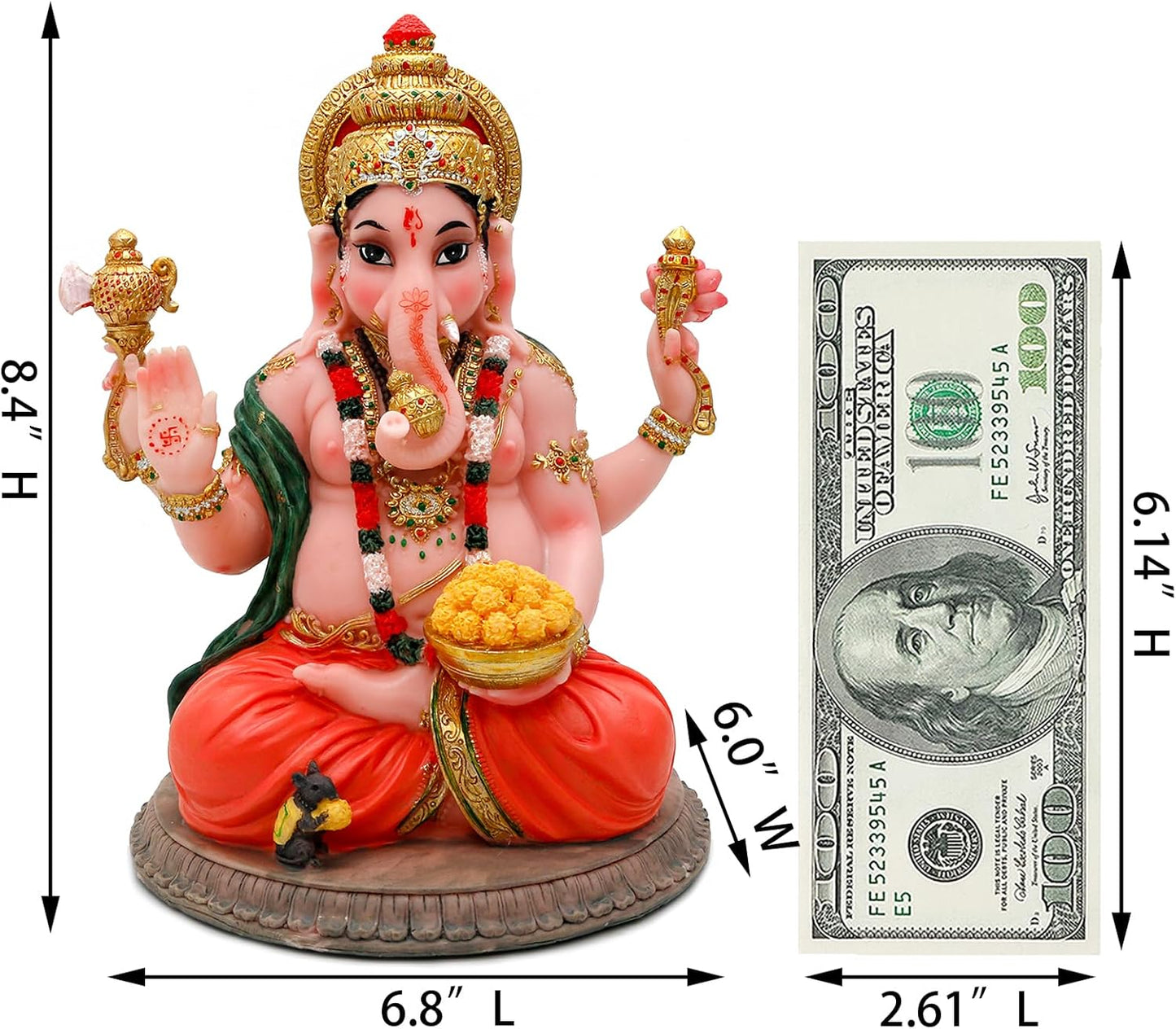 Gifts for Indian Ganesha Statue - 8.4" H Murti Hindu God Ganesh Statue Diwali Gift for Indian Man Women Altar Pooja Decoration Yoga Meditation Room Decor Home Temple Mandir Puja Item