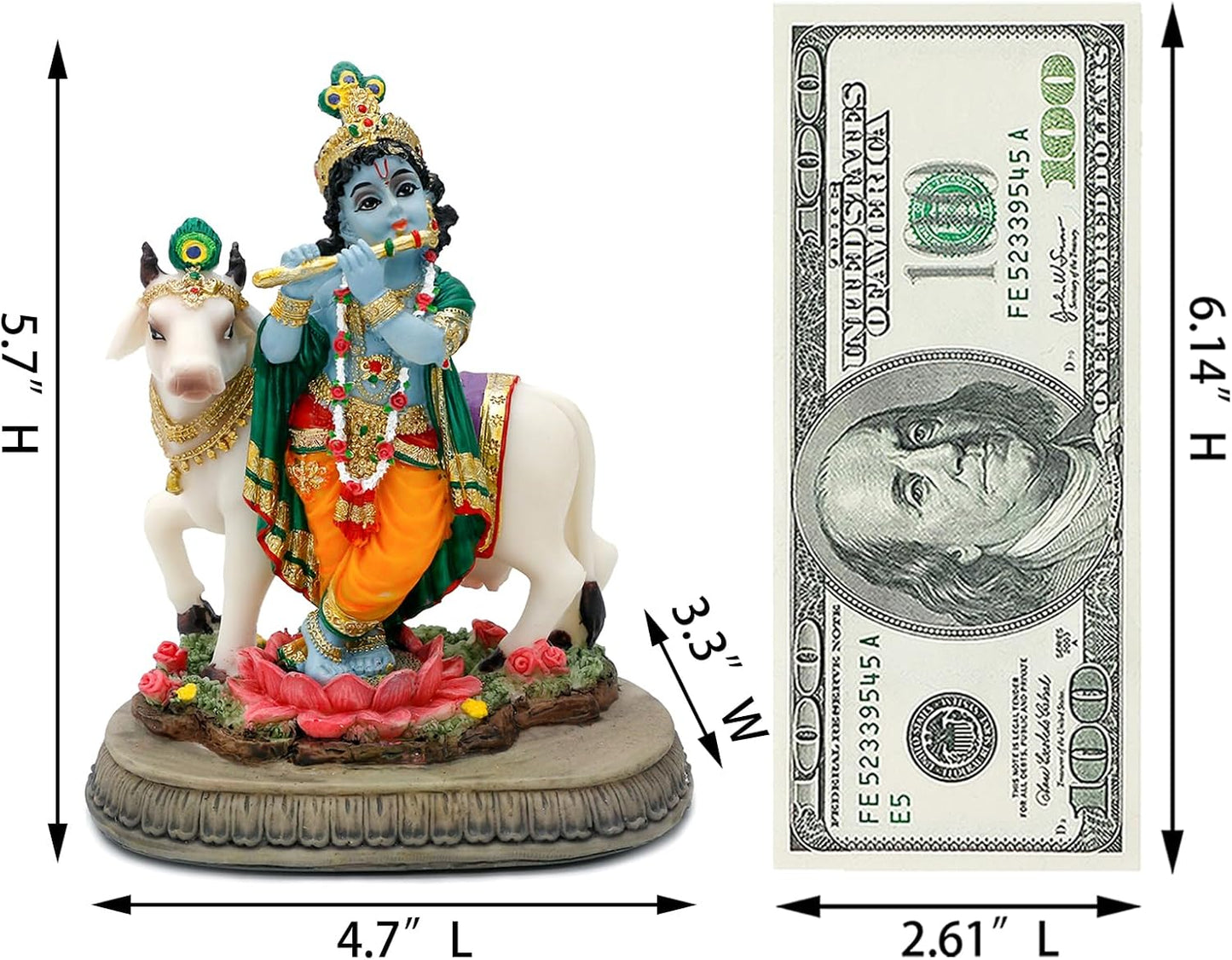 alikiki Hindu God Lord Krishna Statue - 5.7" H India Idol Krishna Sculpture Gifts for Indian Friends Family Man Woman Pooja Murti Item Altar Meditation Yoga Spiritual Decor