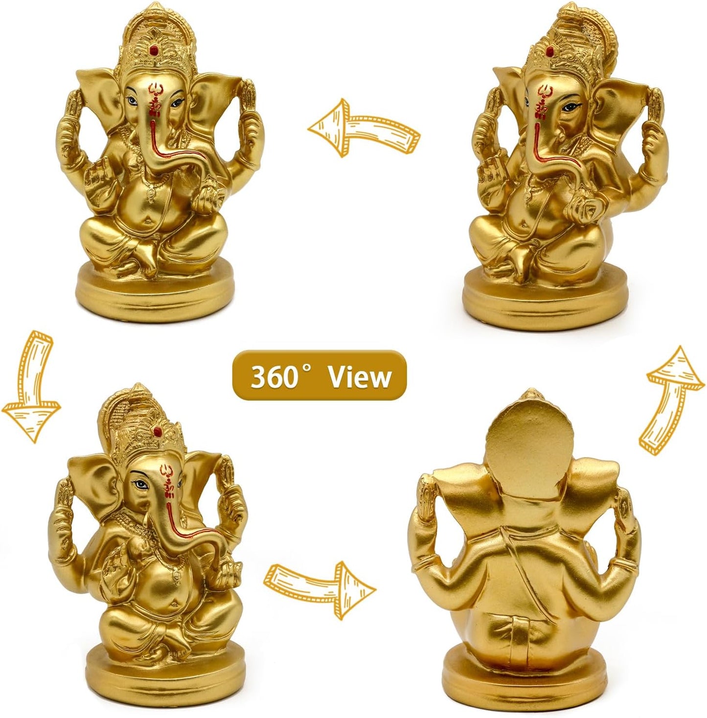 Hindu God Lord Ganesha Statues - 5" H India God Ganesha Idol Home Mandir Pooja Decor Indian Ganesha Figurine Temple Puja Items Diwali Gift for Friends Relatives