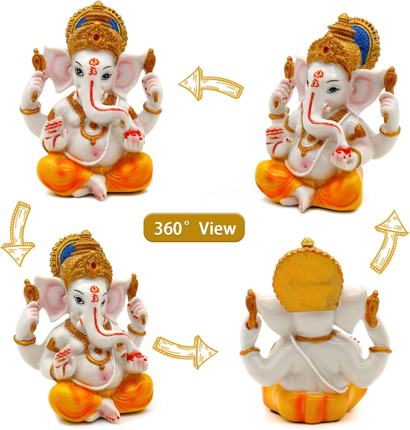 Hindu Lord Ganesha Idol - India God Ganesh Statue Diwali Gifts Indian Puja Items Home Temple Mandir Pooja Decor Car Decor Indian Wedding Diwali Birthday Gifts Yoga Room Altar Decor