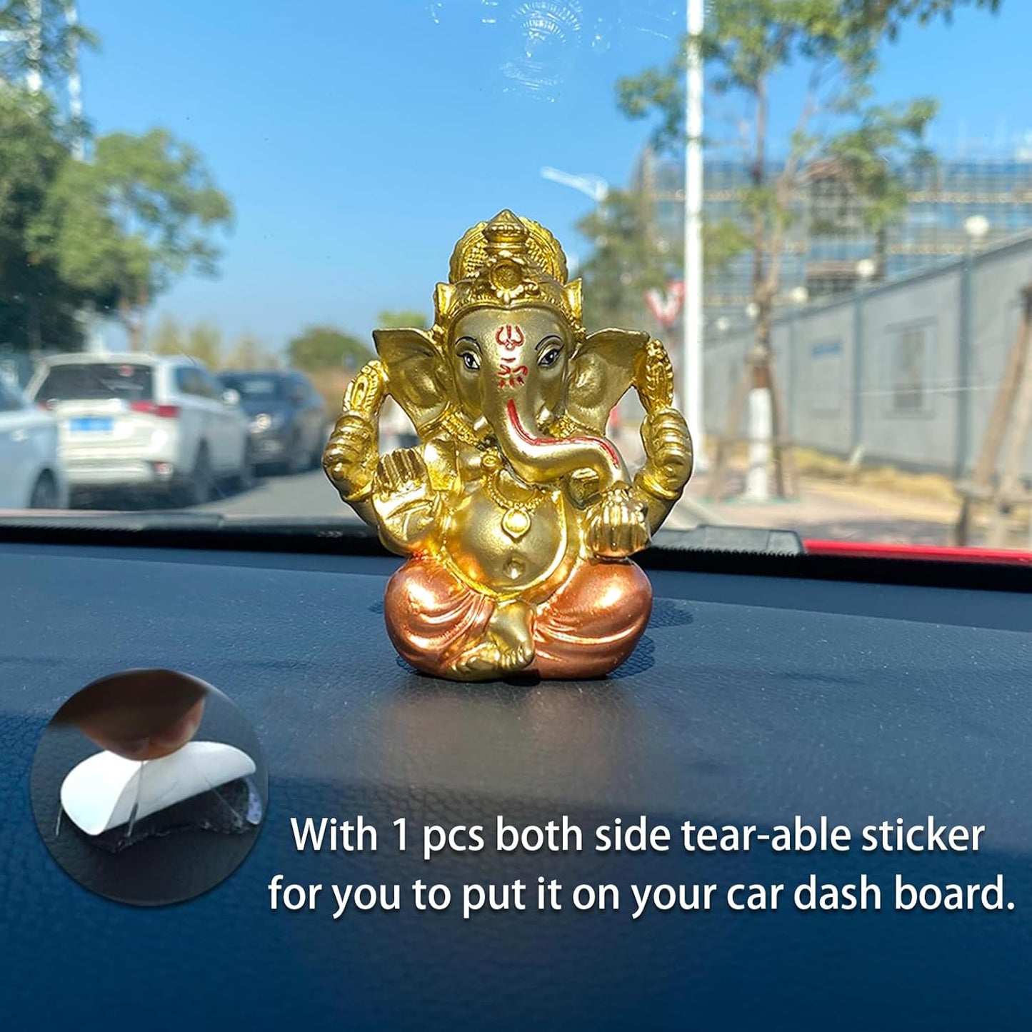 alikiki Hindu God Lord Ganesha Staue - India God Ganesh Idol for Car Dashboard Decor Birthday Gifts for Indian Man Women Home Mandir Temple Pooja Item Diwali Puja Gifts Yoga Room Altar Decor