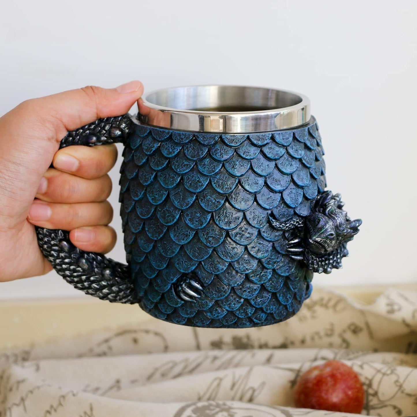 GOT Dragon Egg Coffee Mug - Medieval D&D Beer Stein Tankard - 14OZ Stainless Drinking Mug for Dragon Lovers Collector - Novelty Gothic Dungeons and Dragons Gift Bar Party Drinkware decorations