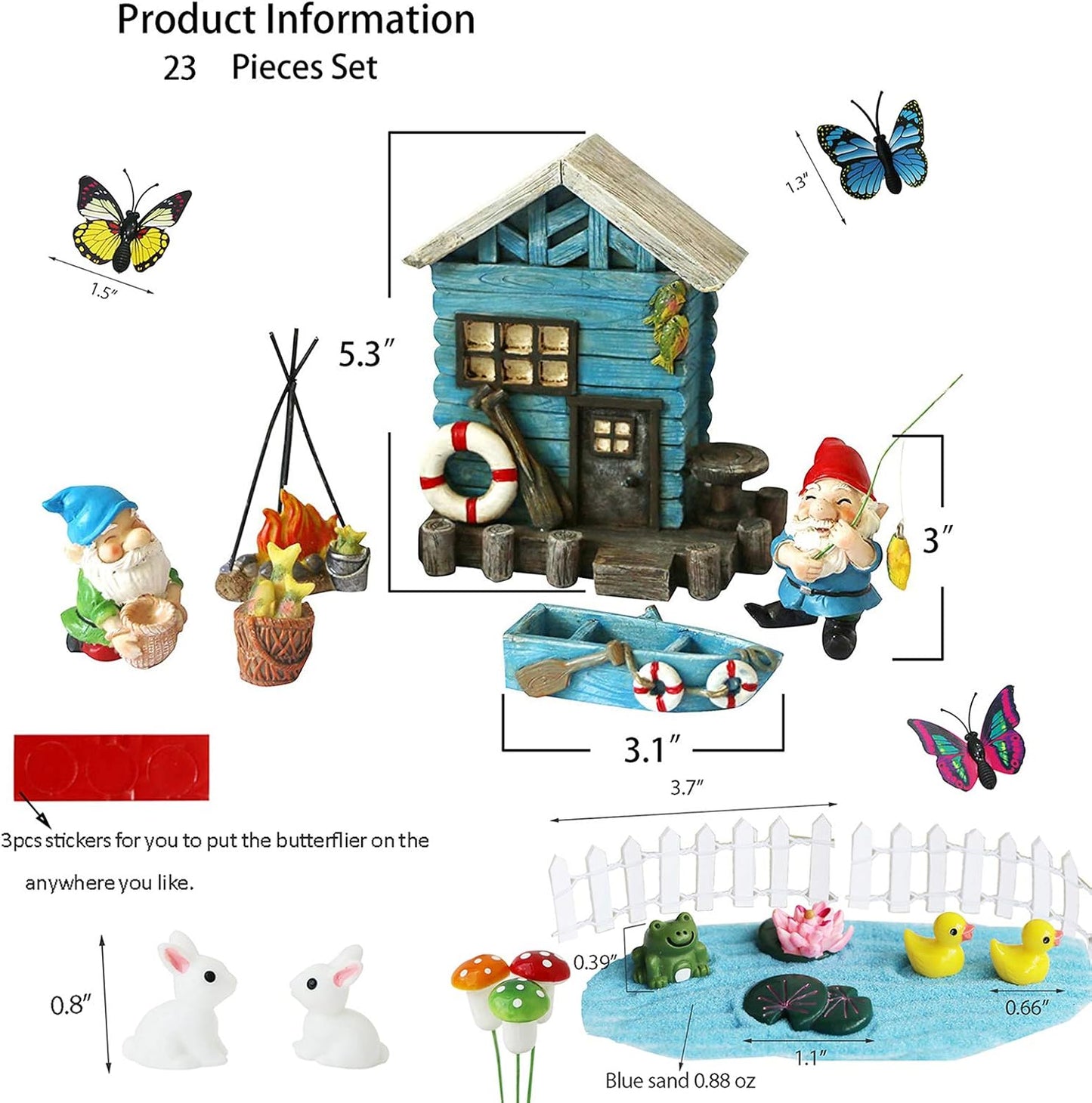 BangBangDa Miniature Fairy Garden Gnomes Decoration – Small Figurines Statue Accessories Gnome House for Outdoor Indoor Home Yard Patio Decor Ornaments Kit Fence Mushroom