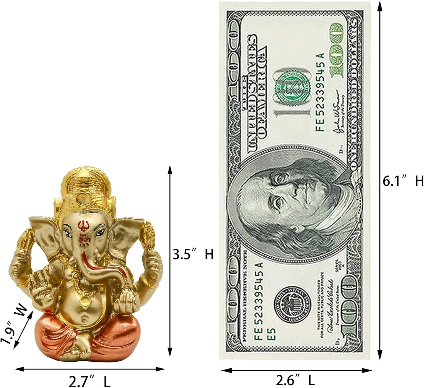 alikiki Hindu God Lord Ganesha Staue - India God Ganesh Idol for Car Dashboard Decor Birthday Gifts for Indian Man Women Home Mandir Temple Pooja Item Diwali Puja Gifts Yoga Room Altar Decor