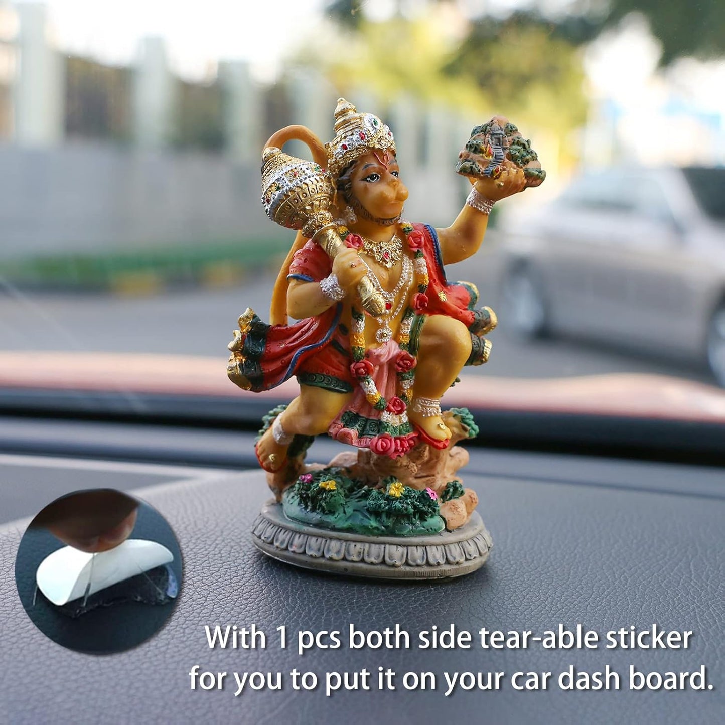 alikiki India Idol Lord Hanuman Statue - 3.9”H Hindu God Flying Hanuman Figurine for Car Dashboard Decor Indian Home Office Mandir Temple Altar Shrine Pooja Item Diwali Puja Gifts